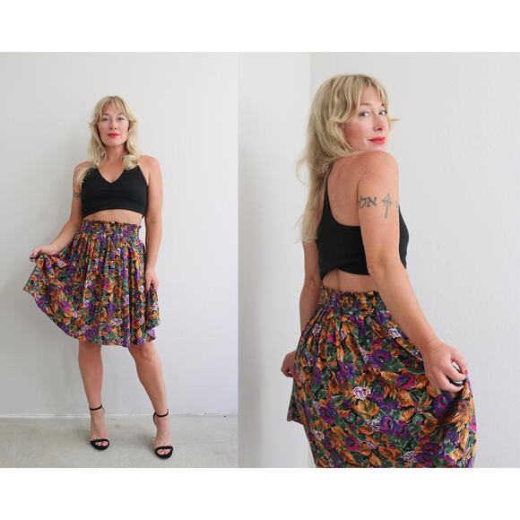 1980's Vintage Freddie's Best A-Line Pleat Skirt Women's MD LG 25" to 32" Waist - Picture 1 of 9